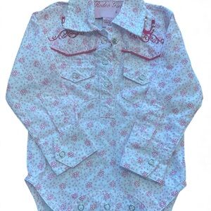 Rodeo Girl Pink Floral Button Down Shirt for Kids